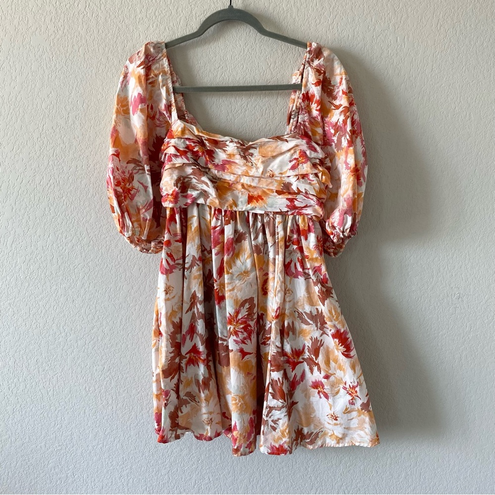Abercrombie & Fitch The A&F Emerson Poplin Puff Sleeve Mini Dress Size Medium